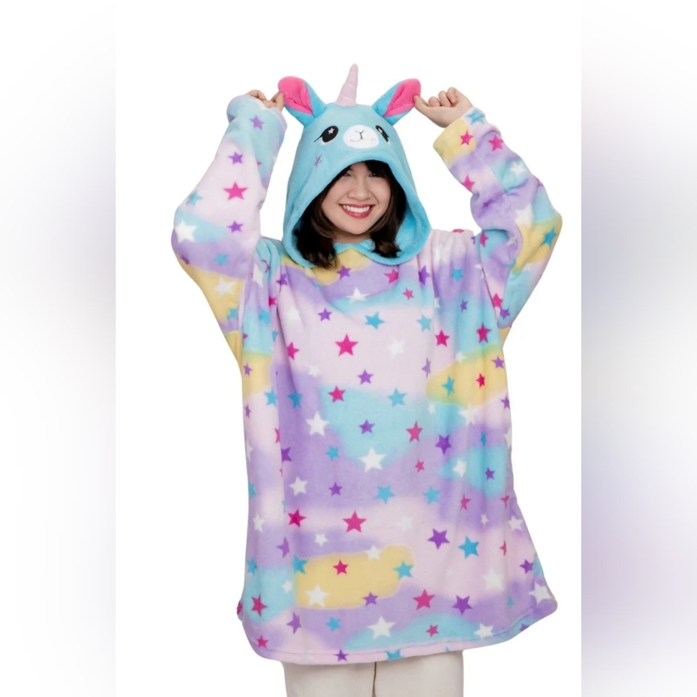 Moosh Moosh Llamacorn Llama Unicorn Hooded Blanket 23x27 One Size - Picture 4 of 5